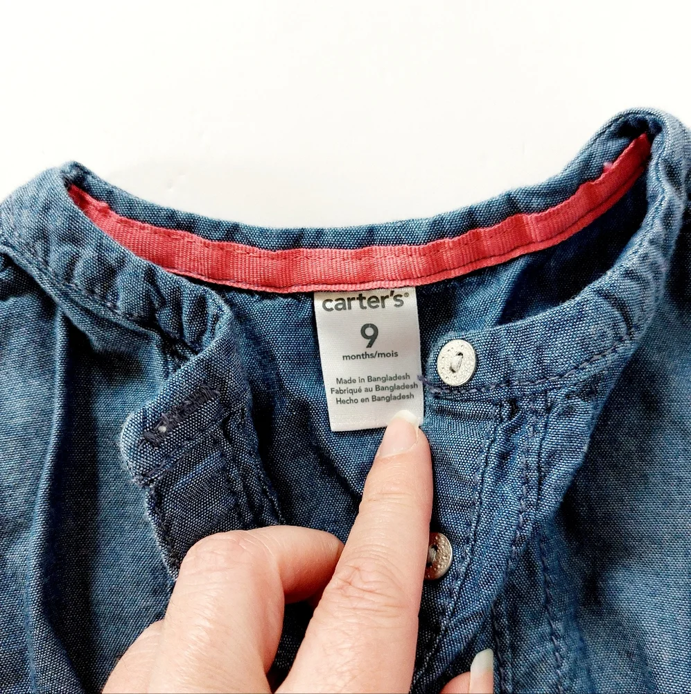 Denim/Chambray Peplum Shirt size 9 months Carters Infant Family‎ Photos